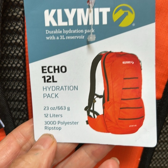 Klymit Echo 12L Orange Backpack NEW TAGS HYDRATION BACK PACK / WAIST PADDING - Picture 3 of 11